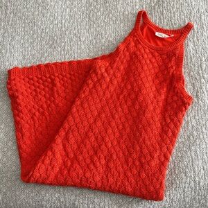 Eliza J Orange Crochet Tank Midi Dress Size L